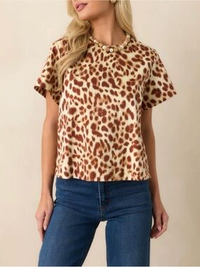 PROSPERINA TYLER BROWN LEOPARD PRINT COTTON TOP